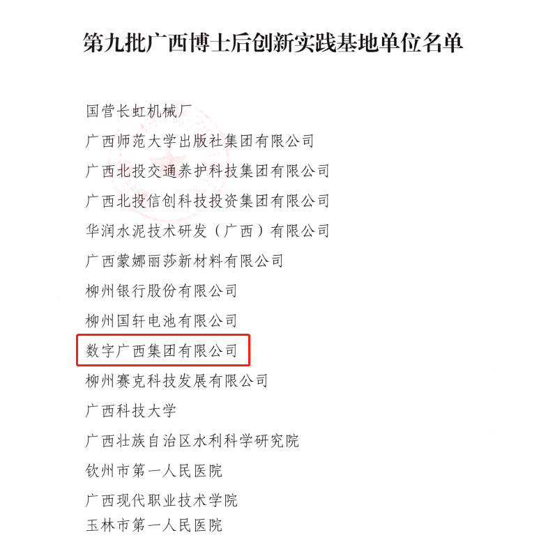 星空体育官网登录平台广西集团获批设立博士后创新实践基地”